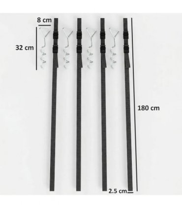 SPORTNOW 4Pcs Trampoline Anchor Kit, 32 cm Galvanised Trampoline Stakes, Spiral Ground Anchors with Triangle Head, Straps