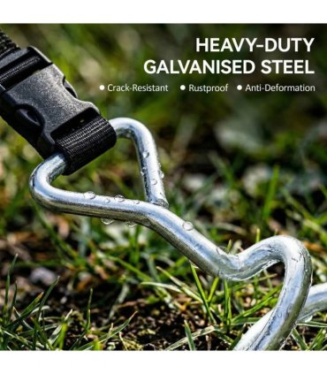 SPORTNOW 4Pcs Trampoline Anchor Kit, 32 cm Galvanised Trampoline Stakes, Spiral Ground Anchors with Triangle Head, Straps