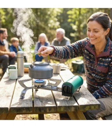Outsunny 2670W Foldable Camping Stove with Safety Shut-Off, Piezo Ignition Gas Stove with Carry Bag, Green
