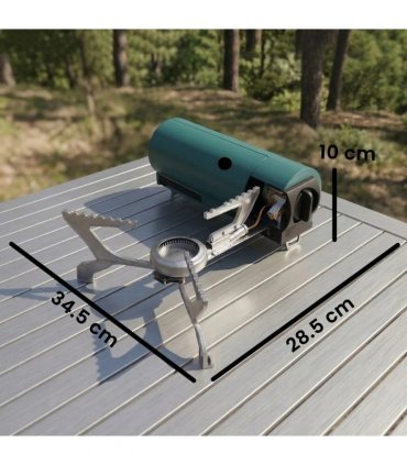 Outsunny 2670W Foldable Camping Stove with Safety Shut-Off, Piezo Ignition Gas Stove with Carry Bag, Green