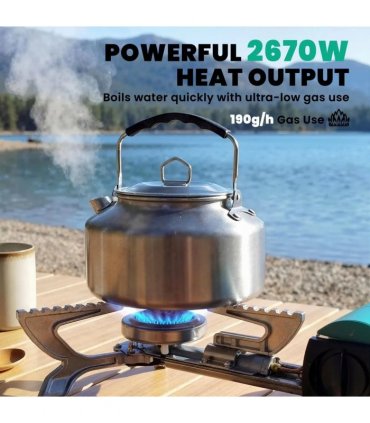 Outsunny 2670W Foldable Camping Stove with Safety Shut-Off, Piezo Ignition Gas Stove with Carry Bag, Green