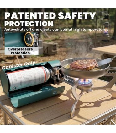 Outsunny 2670W Foldable Camping Stove with Safety Shut-Off, Piezo Ignition Gas Stove with Carry Bag, Green