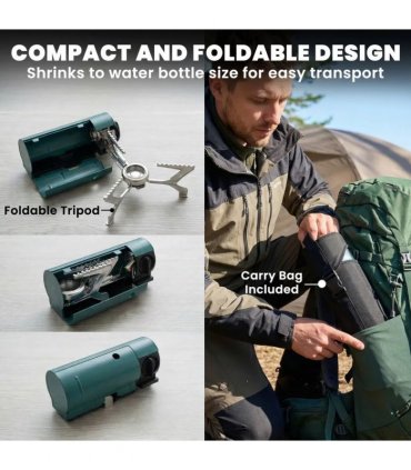 Outsunny 2670W Foldable Camping Stove with Safety Shut-Off, Piezo Ignition Gas Stove with Carry Bag, Green