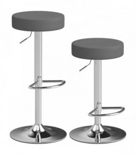HOMCOM Bar Stools Set of 2, Modern PU Leather Swivel Barstools, Height Adjustable Breakfast Bar Chairs with Footrest, Grey