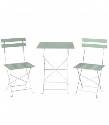 Outsunny Outdoor Bistro Set Folding Patio Furniture Set with 2 Chairs Table for 2 People White and Green