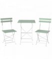 Outsunny Outdoor Bistro Set Folding Patio Furniture Set with 2 Chairs Table for 2 People White and Green
