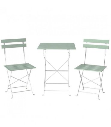 Outsunny Outdoor Bistro Set Folding Patio Furniture Set with 2 Chairs Table for 2 People White and Green
