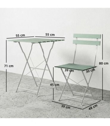 Outsunny Outdoor Bistro Set Folding Patio Furniture Set with 2 Chairs Table for 2 People White and Green