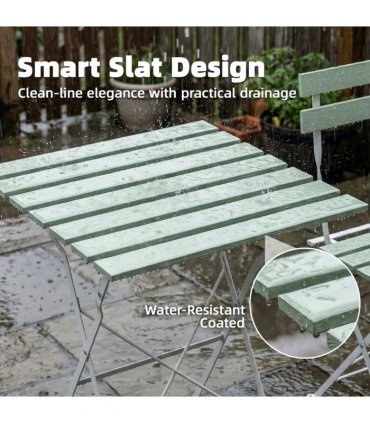 Outsunny Outdoor Bistro Set Folding Patio Furniture Set with 2 Chairs Table for 2 People White and Green