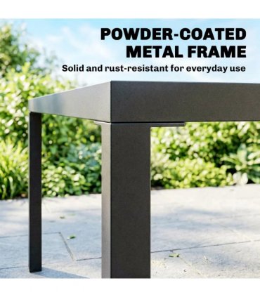 Outsunny 5 Pieces Garden Dining Set, Garden Table and Chairs Set for 4 with Square HDPE Table and Chairs with Armrests, Black