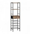 HOMCOM Industrial Wine Bar Cabinet Freestanding Liquor Cabinet 16-Bottle Wine Rack Glass Holder Rustic Brown