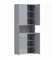 HOMCOM 180 cm Tall Kitchen Cupboard, Pantry Storage Cabinet with Soft Close Doors and Adjustable Shelves, High Gloss Grey