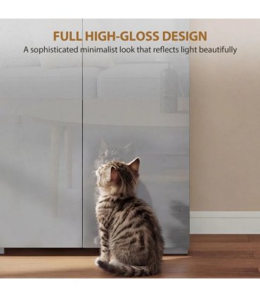 HOMCOM 180 cm Tall Kitchen Cupboard, Pantry Storage Cabinet with Soft Close Doors and Adjustable Shelves, High Gloss Grey