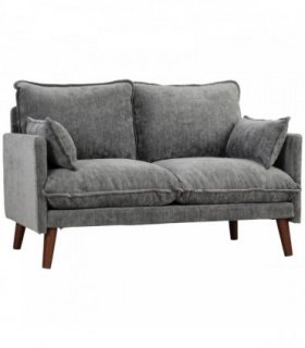 HOMCOM 2 Seater Sofa, Loveseat Sofa with Spring Cushions, Wide and Deep Seat, Wood Legs, Grey