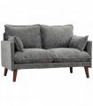 HOMCOM 2 Seater Sofa, Loveseat Sofa with Spring Cushions, Wide and Deep Seat, Wood Legs, Grey