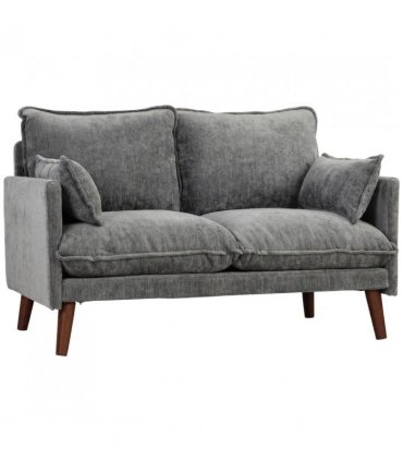 HOMCOM 2 Seater Sofa, Loveseat Sofa with Spring Cushions, Wide and Deep Seat, Wood Legs, Grey