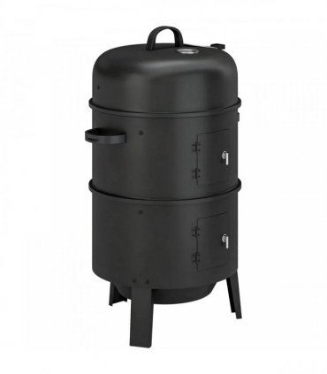 Outsunny 3-in-1 Vertical Charcoal Smoker with 2 Grill Grates, Built-in Thermometer, Adjustable Vent, 2 Doors