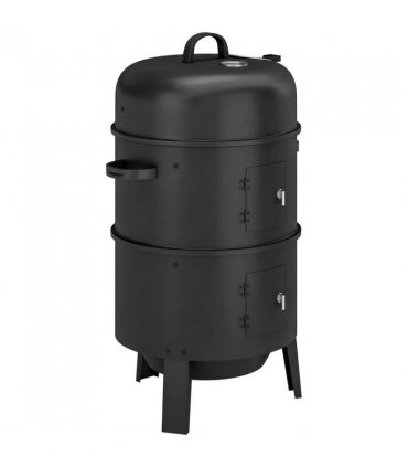 Outsunny 3-in-1 Vertical Charcoal Smoker with 2 Grill Grates, Built-in Thermometer, Adjustable Vent, 2 Doors