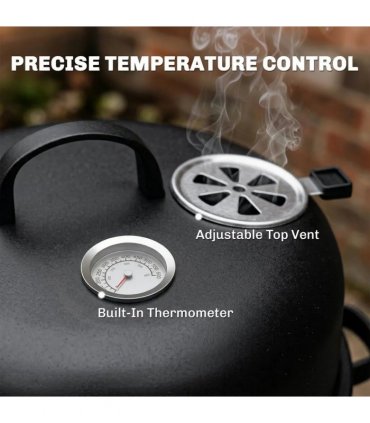 Outsunny 3-in-1 Vertical Charcoal Smoker with 2 Grill Grates, Built-in Thermometer, Adjustable Vent, 2 Doors