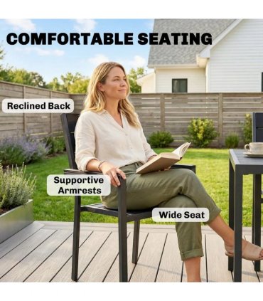 Outsunny 7 Pieces Outdoor Dining Set, Patio Table and Chairs for 6, Garden Dining Furniture Set with Slatted Tabletop