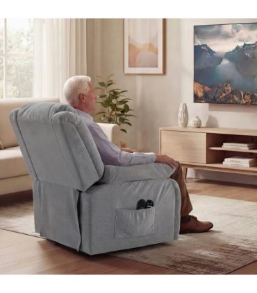 HOMCOM Recliner Armchair Lift Chair, Electric Recliner Chair with Vibration Massage and Heat, Wide Seat, USB Port, Light Grey