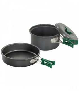 Outsunny Camping Cookware Set, 8-Piece Ultralight Camping Cooking Kit with Anti-Scald Handles, Grey