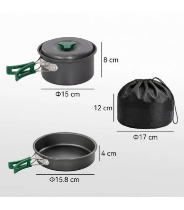 Outsunny Camping Cookware Set, 8-Piece Ultralight Camping Cooking Kit with Anti-Scald Handles, Grey