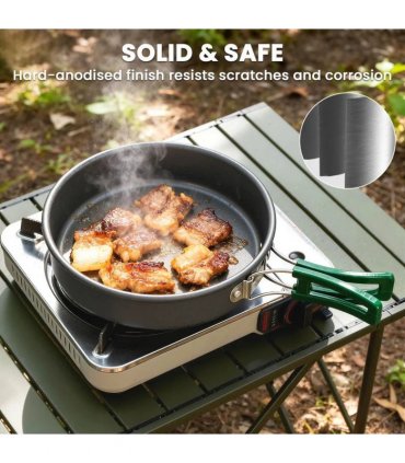 Outsunny Camping Cookware Set, 8-Piece Ultralight Camping Cooking Kit with Anti-Scald Handles, Grey