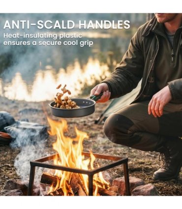 Outsunny Camping Cookware Set, 8-Piece Ultralight Camping Cooking Kit with Anti-Scald Handles, Grey