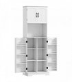 HOMCOM 181.5 cm Freestanding Storage Cabinet, Tall Kitchen Cupboard with Adjustable Shelves, 8 Door Spice Racks, White
