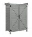 Outsunny Wooden Garden Shed, Garden Tool Storage Shed with Shelf and Side Hooks, 71.5 x 39 x 95 cm, Grey