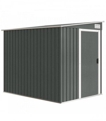 Outsunny 7 x 5ft Galvanised Metal Shed, with Sliding Door - Light Grey