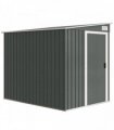 Outsunny 7 x 5ft Galvanised Metal Shed, with Sliding Door - Light Grey