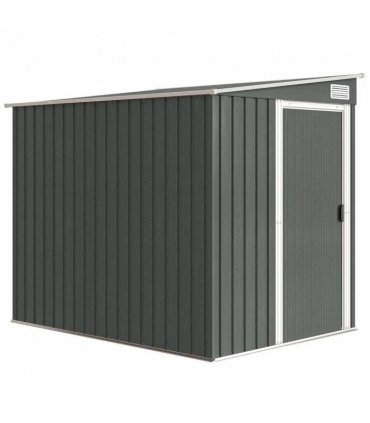 Outsunny 7 x 5ft Galvanised Metal Shed, with Sliding Door - Light Grey
