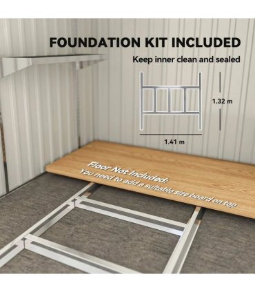 Outsunny 7 x 5ft Galvanised Metal Shed, with Sliding Door - Light Grey