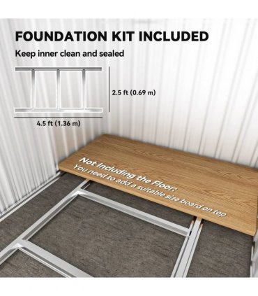 Outsunny Garden Metal Tool Storage Shed with Sliding Door, Sloped Roof and Foundation Kit, 152 x 132 x 188cm, Grey