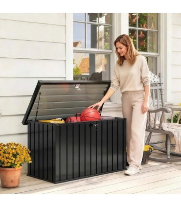 Outsunny 400L Galvanised Steel Garden Storage Box, Black