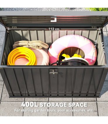 Outsunny 400L Galvanised Steel Garden Storage Box, Black