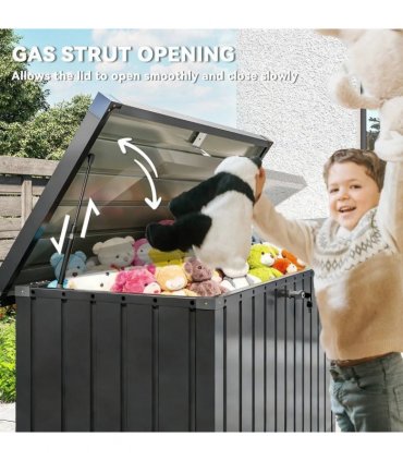 Outsunny 400L Galvanised Steel Garden Storage Box, Black