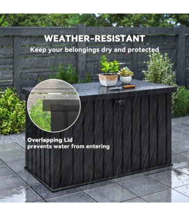 Outsunny 400L Galvanised Steel Garden Storage Box, Black