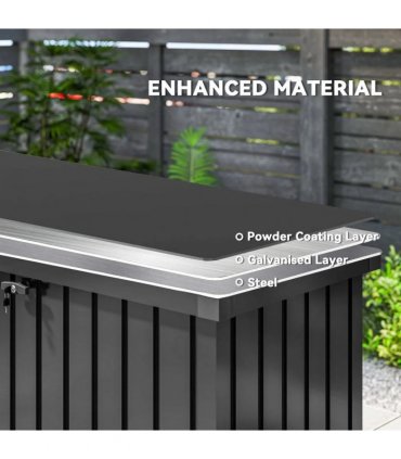 Outsunny 400L Galvanised Steel Garden Storage Box, Black