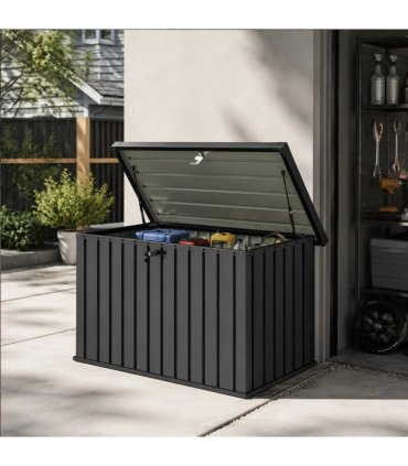 Outsunny 400L Galvanised Steel Garden Storage Box, Black