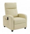 HOMCOM Recliner Armchair, Massage Faux Leather Push Back Reclining Chair with Adjustable Leg Rest, Side Pocket, Cream White
