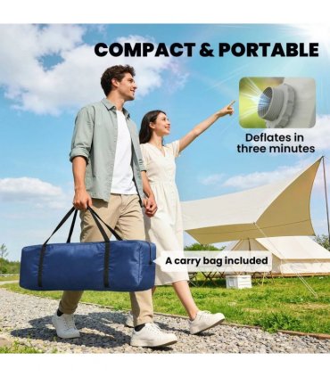Outsunny Inflatable Camping Tent with Hand Pump, Easy Setup 1/2 Person Blackout Blow Up Tent, Dark Blue