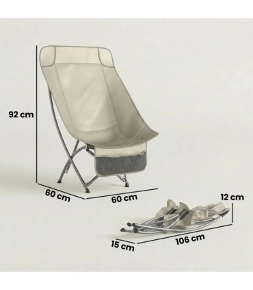Outsunny Camping Chair for Adults Heavy Duty Folding Camp Chair with Side Pocket and Carry Bag Khaki