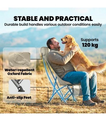 Outsunny Camping Chair for Adults Heavy Duty Folding Camp Chair with Side Pocket and Carry Bag Khaki