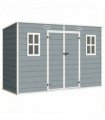 Outsunny 10 x 4 ft Resin Garden Shed, Outdoor Storage Shed with Floor, Windows, Lockable Doors and Vents, Grey