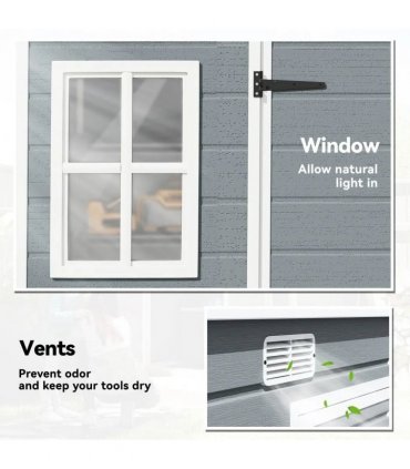 Outsunny 10 x 4 ft Resin Garden Shed, Outdoor Storage Shed with Floor, Windows, Lockable Doors and Vents, Grey