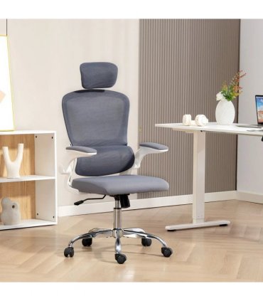 HOMCOM Mesh Back Office Chair, with Lumbar Support - Charcoal Grey