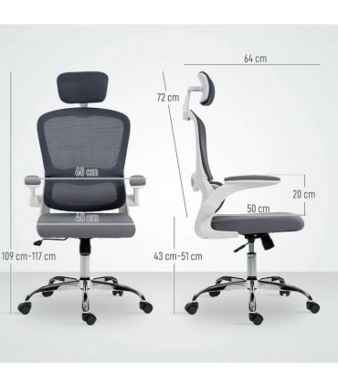 HOMCOM Mesh Back Office Chair, with Lumbar Support - Charcoal Grey